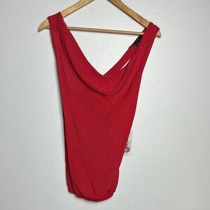 Etcetera New Red Drape Front Criss-Cross Back Sleeveless Tank Blouse Small